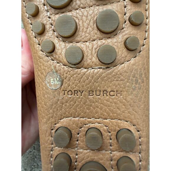 Tory Burch Tumbled Leather Kendrick Loafers Tan Camel Brown 5 - Picture 7 of 8